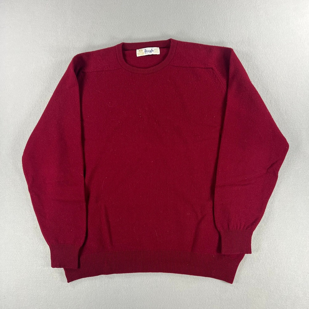 Vintage Pringle Of‎ Scotland Red 100% Pure Lambswool Sweater Mens Size 46
